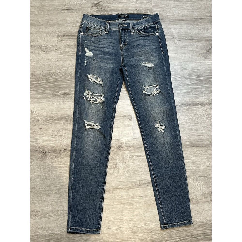 Judy Blue Mid Rise Skinny Fit Jeans‎ Womens Size 7/28 Distressed
